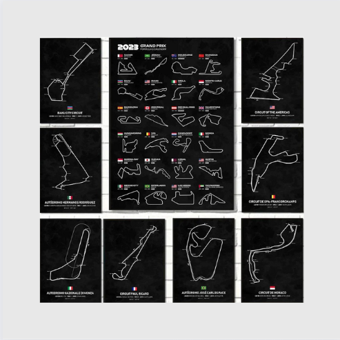 F1 Track Map Wall Art 2023 Season