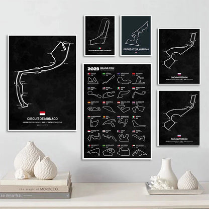 F1 Track Map Wall Art 2023 Season
